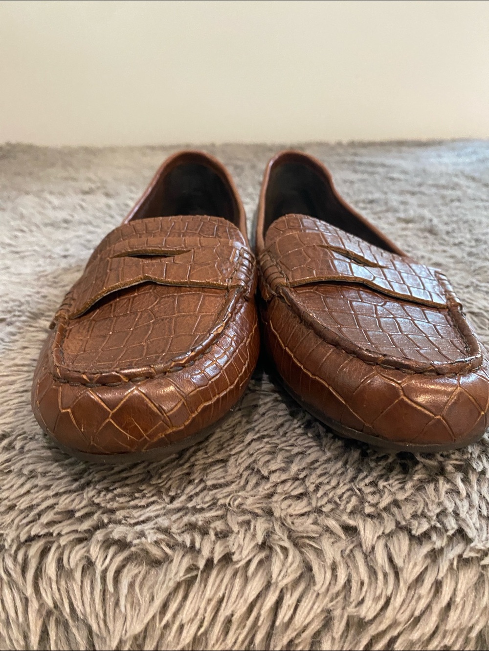 Born Malena croc print leather slip on driving shoe brown 8.5 penny loafer NWOT - Picture 5 of 12